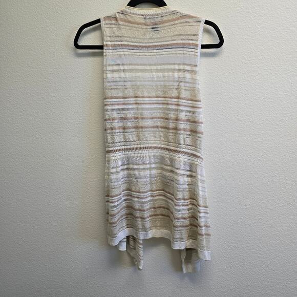 White House Black Market Striped Open Knit Vest Small– Coastal, Boho, Minimalist - Picture 2 of 6